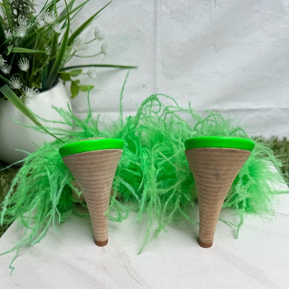 Brother Vellies Green Palms Feather Mules size 6 women - Picture 5 of 12
